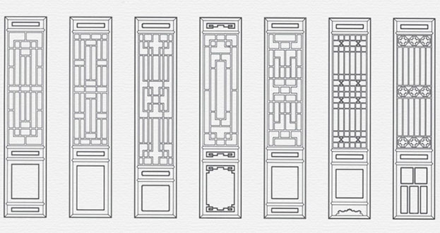 上林常用中式仿古花窗图案隔断设计图